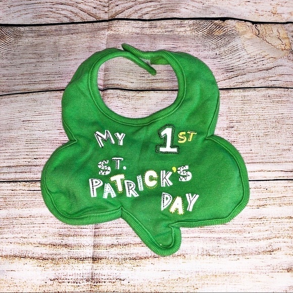 Miniwear My 1st St Patrick’s Day Green Shamrock Bib - Picture 1 of 6